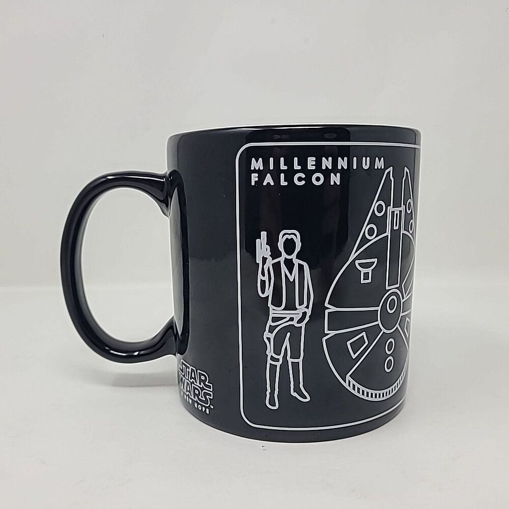 Star Wars Black Blueprint Mug Death Star Millennium Falcon Oversized